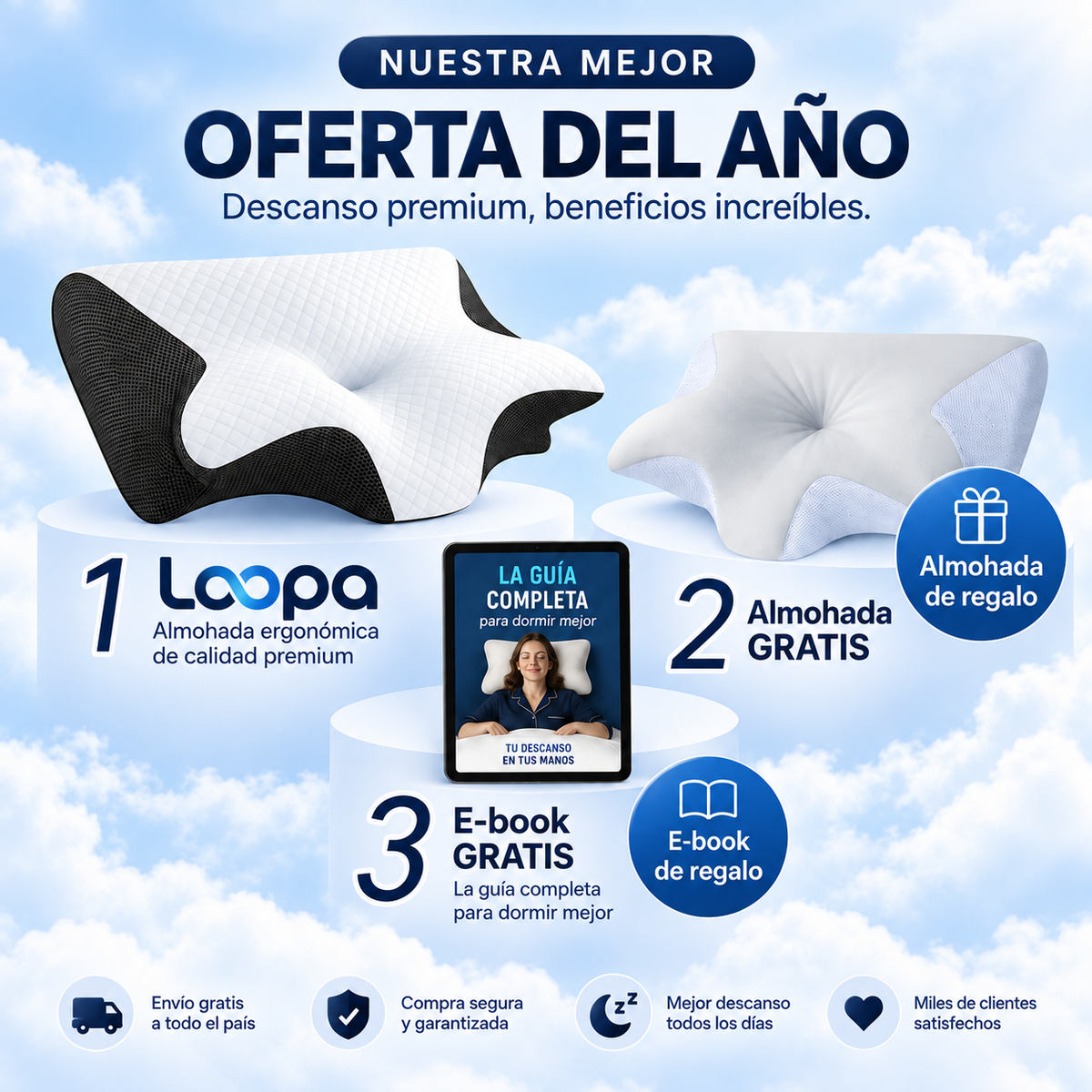 La almohada Loopa transforma las noches agitadas en un sueño profundo y sin dolores — Garantizado o te devolvemos tu dinero.